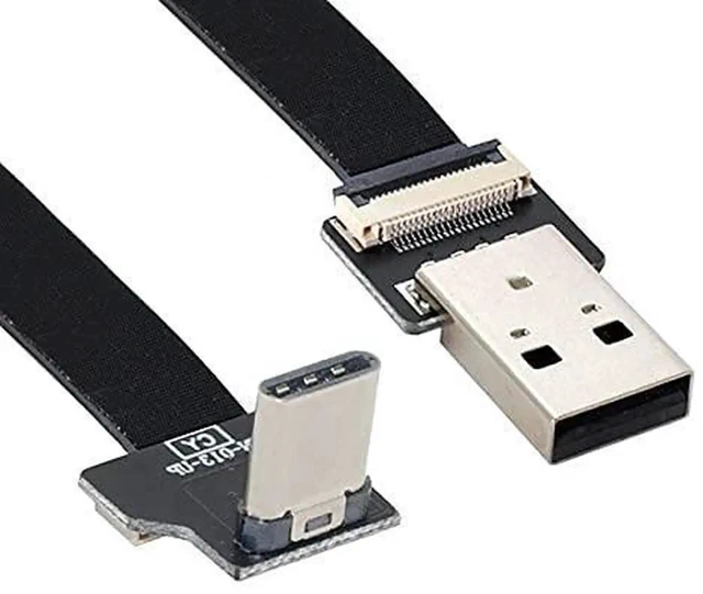 Alt view image 6 of 6 - AJMRTC UpDown Angled USB 2.0 TypeA Male to USBC Male Flat Slim FPC Ribbon Cable, 480Mbps Data Sync Charging Cord, 50CM for FPV Drones, External Disk, Smartphones and CompactDevice Installation