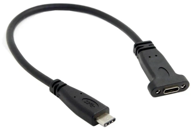 Alt view image 4 of 6 - AJMRTC USB3.1 Gen2 USBC Male to Female Extension Cable, PanelMount ScrewHole Female Receptacle, 10Gbps Data Sync PD Charging Cord for PC Case, Industrial Equipment, Laptops and USBC Peripherals