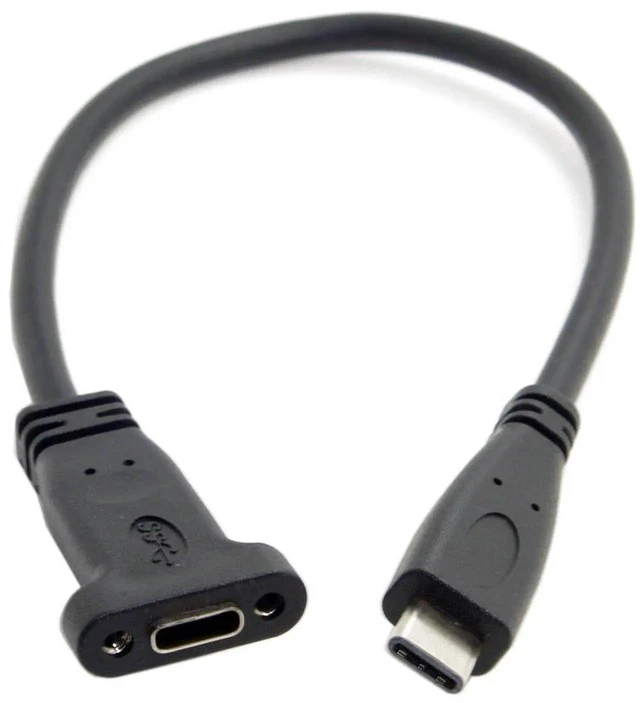 Alt view image 3 of 6 - AJMRTC USB3.1 Gen2 USBC Male to Female Extension Cable, PanelMount ScrewHole Female Receptacle, 10Gbps Data Sync PD Charging Cord for PC Case, Industrial Equipment, Laptops and USBC Peripherals