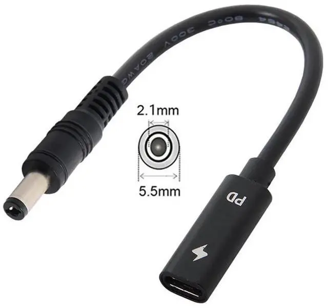 Alt view image 2 of 7 - AJMRTC USBC Female to DC 5.5x2.1mm PD Trigger Charging Cable, 1820V Output Barrel Power Cord, Convert USBC PD Charger for DC Barrel Jack Laptops, Replace Original Laptop Power Adapter Cable