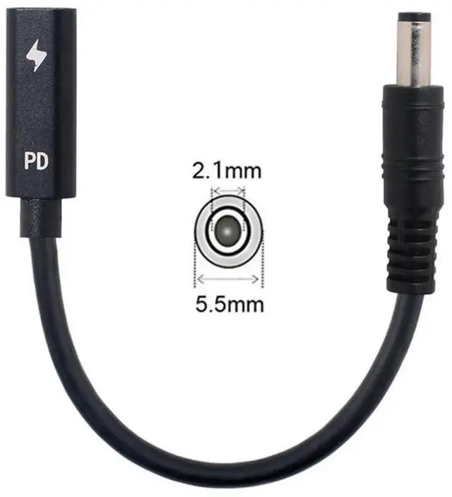 Alt view image 3 of 7 - AJMRTC USBC Female to DC 5.5x2.1mm PD Trigger Charging Cable, 1820V Output Barrel Power Cord, Convert USBC PD Charger for DC Barrel Jack Laptops, Replace Original Laptop Power Adapter Cable