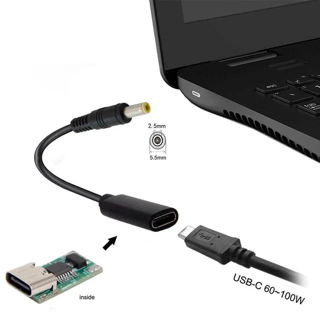Alt view image 4 of 7 - AJMRTC USBC Female to DC 5.5x2.5mm PD Trigger Charging Cable 20cm, 1820V Barrel Power Cord, Convert USBC PD Charger for DC Barrel Jack Laptops, Short Replacement Laptop Power Supply Cable