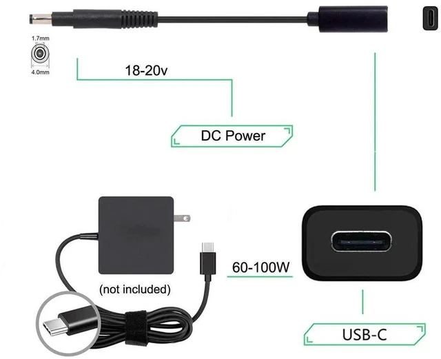 Alt view image 7 of 7 - AJMRTC USBC Female to DC 4.8x1.7mm PD Trigger Charging Cable 65W, 1820V Barrel Power Cord, Convert USBC PD Charger for DC Barrel Jack Laptops, Short Replacement Laptop Power Supply Cable