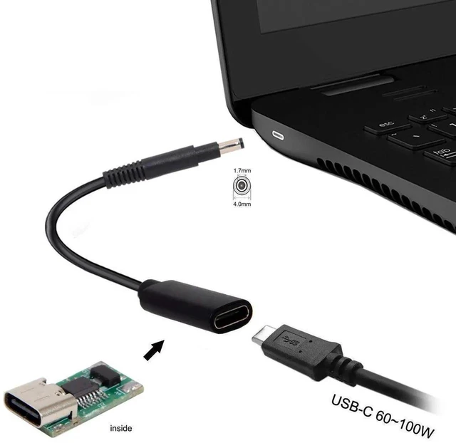 Alt view image 4 of 7 - AJMRTC USBC Female to DC 4.8x1.7mm PD Trigger Charging Cable 65W, 1820V Barrel Power Cord, Convert USBC PD Charger for DC Barrel Jack Laptops, Short Replacement Laptop Power Supply Cable