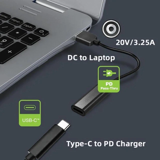 Alt view image 6 of 7 - AJMRTC USBC Female to DC 4.8x1.7mm PD Trigger Charging Cable 65W, 1820V Barrel Power Cord, Convert USBC PD Charger for DC Barrel Jack Laptops, Short Replacement Laptop Power Supply Cable