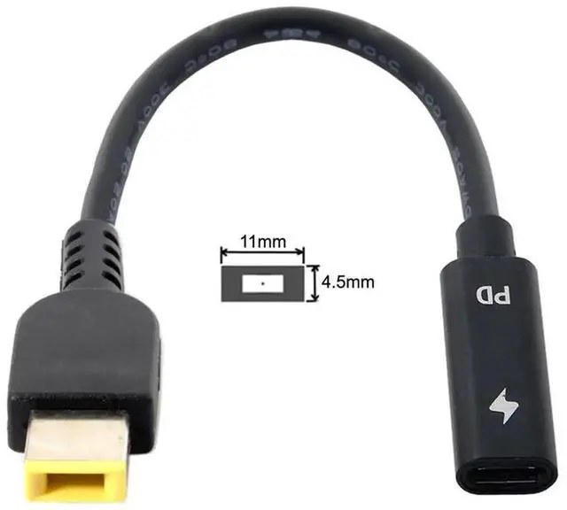 Alt view image 4 of 7 - AJMRTC USBC Female to Rectangle 11.0x4.5mm PD Emulator Trigger Charging Cable, DC 1820V Square Power Cord Replacement for ThinkPad X1 Carbon, Convert USBC PD Charger for Lenovo Laptop Power Supply