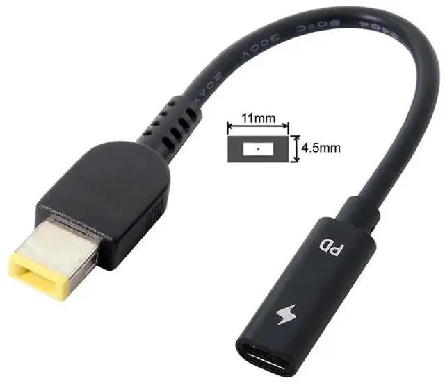 Alt view image 7 of 7 - AJMRTC USBC Female to Rectangle 11.0x4.5mm PD Emulator Trigger Charging Cable, DC 1820V Square Power Cord Replacement for ThinkPad X1 Carbon, Convert USBC PD Charger for Lenovo Laptop Power Supply