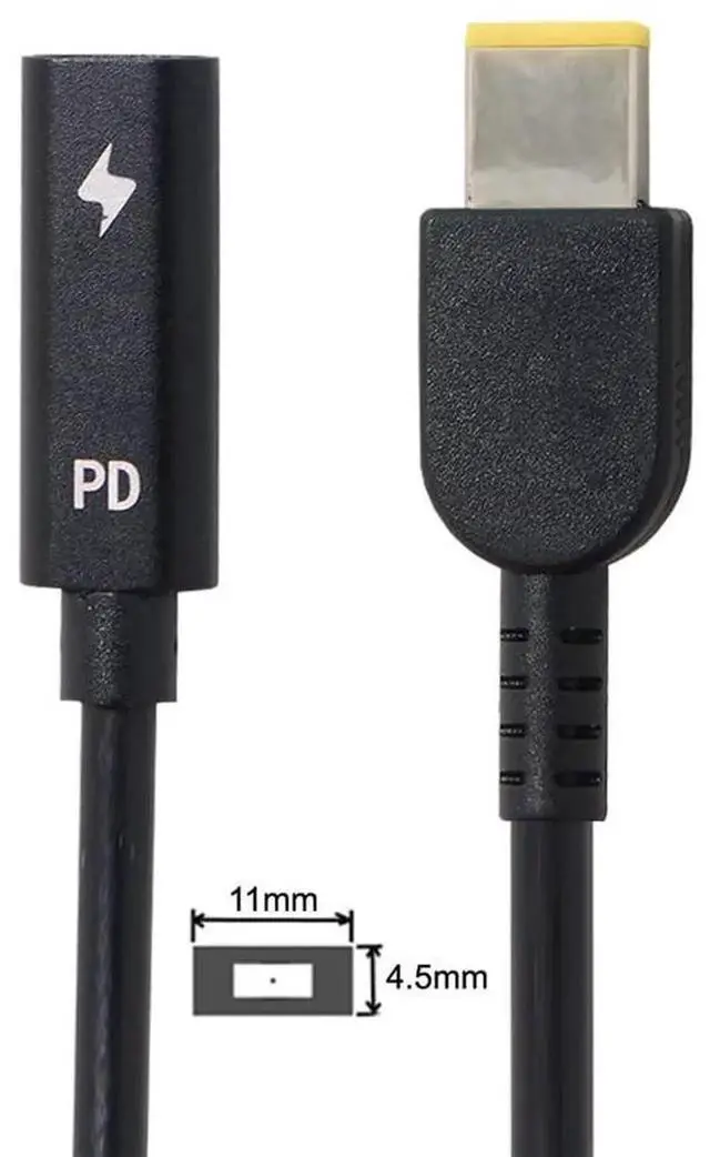 Alt view image 2 of 7 - AJMRTC USBC Female to Rectangle 11.0x4.5mm PD Emulator Trigger Charging Cable, DC 1820V Square Power Cord Replacement for ThinkPad X1 Carbon, Convert USBC PD Charger for Lenovo Laptop Power Supply