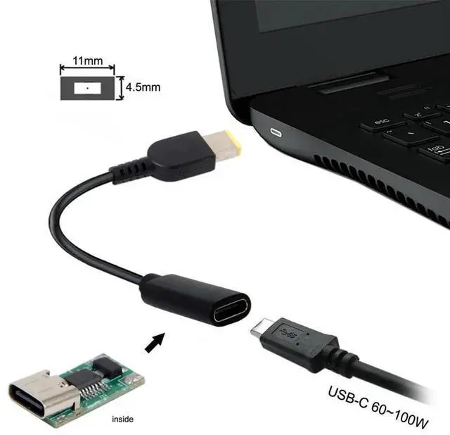 Alt view image 5 of 7 - AJMRTC USBC Female to Rectangle 11.0x4.5mm PD Emulator Trigger Charging Cable, DC 1820V Square Power Cord Replacement for ThinkPad X1 Carbon, Convert USBC PD Charger for Lenovo Laptop Power Supply