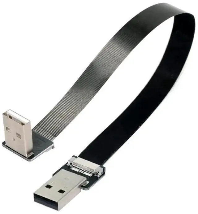 Alt view image 7 of 7 - AJMRTC 0.2M USB 2.0 Flat Ribbon Flex Cable, 90 Degree Down Angled Male to Male Extension Cord, HighSpeed Data Transfer & Charging Adapter Cable for Laptops, Hard Drives, USBA Peripheral Devices