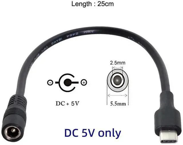 Alt view image 4 of 7 - AJMRTC USB 3.1 TypeC Male to DC 5.5x2.5mm Power Jack Extension Charge Cable 10cm, Short DC Barrel Cord, USBC to DC Power Adapter Cable for Air Pro, Laptops, Routers and DCPowered Electronic Devices