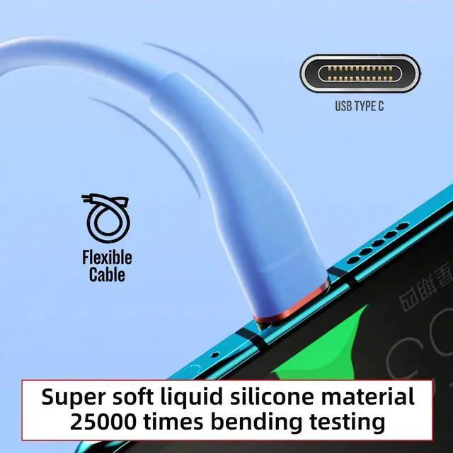 Alt view image 2 of 7 - AJMRTC 65W USBC Male to Male Cable 1M White, Ultra Soft High Flex HyperSuper Flexible Cord, 480Mbps Data Transfer Fast Charging Cable for Laptops, Smartphones, Tablets and USBC PD Charging Devices