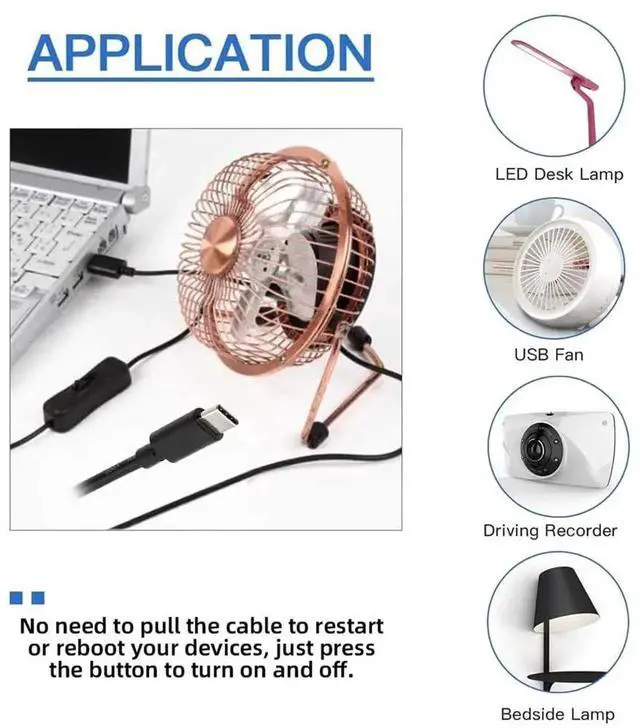 Alt view image 7 of 7 - AJMRTC USB2.0 TypeA to TypeC Power Switch Cable 1.0M, Builtin OnOff Power Button Control Cord, DC 5V Power Supply Cable for Desk Lamps, USB Fans, Cameras and Other LowVoltage USBC Powered Device