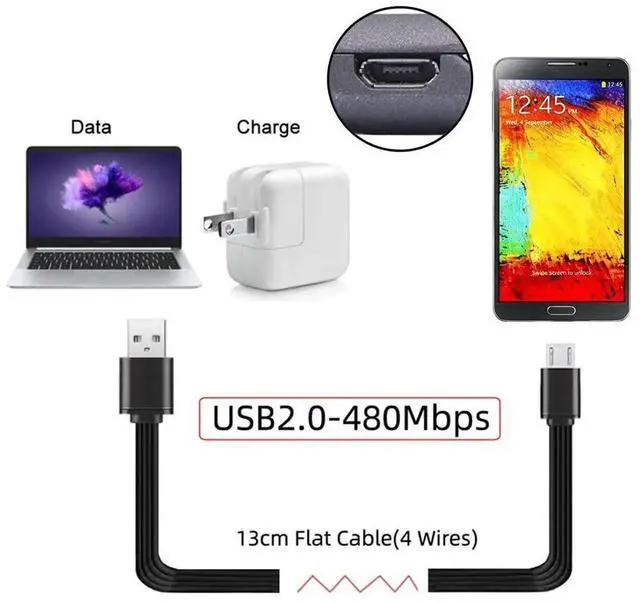 Alt view image 7 of 7 - AJMRTC 13cm Flat Slim FPC USB 2.0 Cable, TypeA Male to Micro USB Male Short Data Sync Power Cord for FPV Drone, Hard Disk, Android Phone, Camera, Micro USBEnabled Devices
