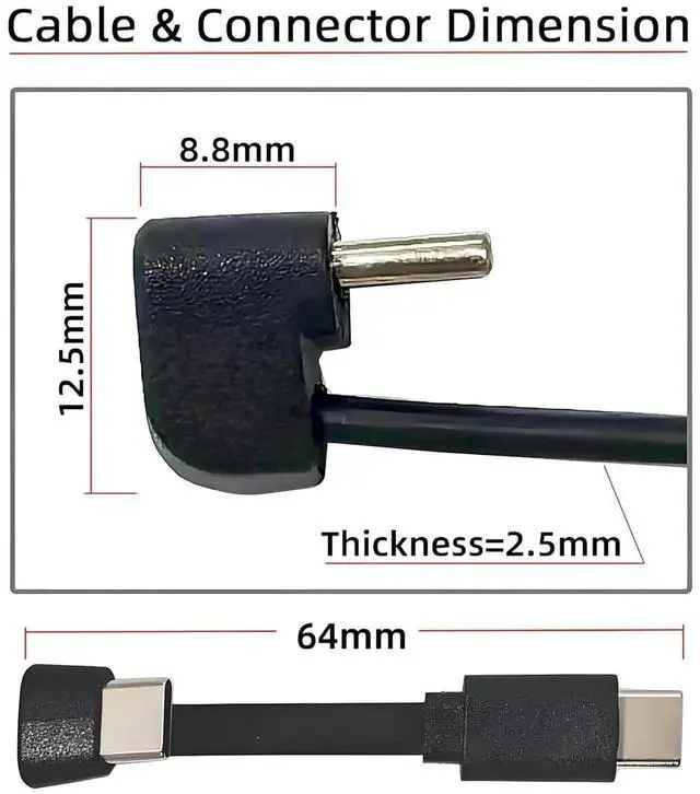 Alt view image 3 of 7 - AJMRTC UltraSlim Flat USBC Male to Female Extension Cable, Opposite UShape Back Angled USB 2.0 65W Fast Charging Data Sync Cord for Laptop, Tablet, Smartphone, Switch, USBC Enabled Devices