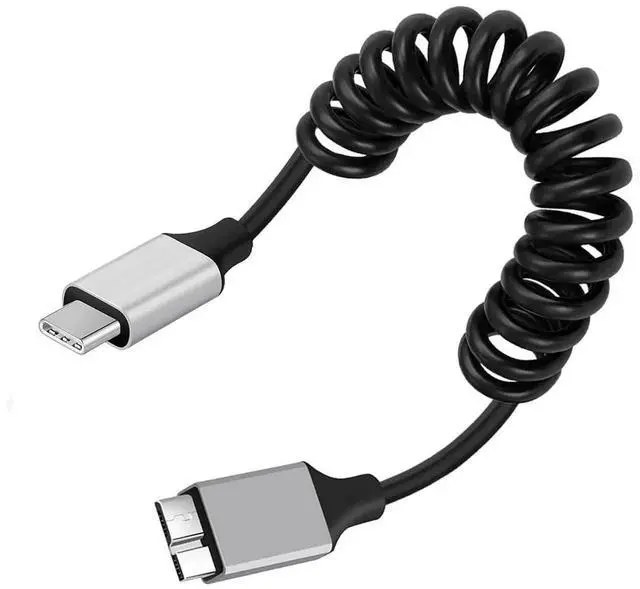 Alt view image 5 of 7 - AJMRTC 100cm Stretch Coiled OTG Cable, USBC Host Male to MicroUSB3.0 Male 5Gbps HighSpeed Data Sync Extension Cord for External Hard Disk, Smartphone, Camera, SSD, MicroUSB 3.0 Devices