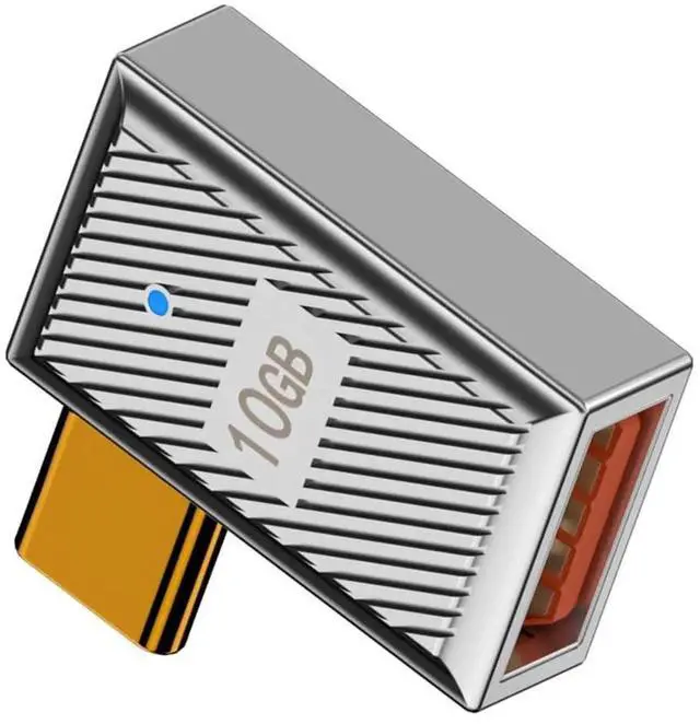 Main image of AJMRTC 90 Degree RightAngled USBC Male to USB3.0A Female OTG Adapter, 10Gbps Data 120W Power Delivery, Alloy Shell Mecha Cyberpunk Style Converter for Laptop, Tablet, Smartphone, USBA Peripherals