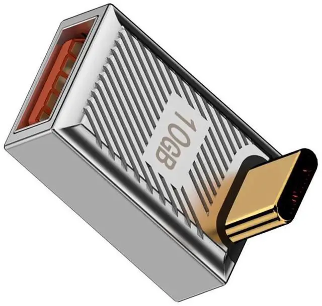 Main image of AJMRTC UpAngled USBC Male to USB3.0A Female OTG Adapter, USB3.1 Gen2 10Gbps Data 120W PD Power Delivery, Alloy Shell Mecha Cyberpunk Style Converter for Laptop, Tablet, Smartphone, USBA Peripheral