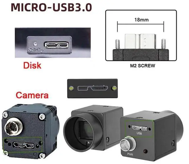 Alt view image 2 of 7 - AJMRTC USBC Host Male to MicroUSB3.0 Male Straight Cable with Dual ScrewLock Mount, 5Gbps SuperSpeed Data Cord for Industrial MachineVision Camera, External Storage, Industrial USB3.0 MicroB Devi