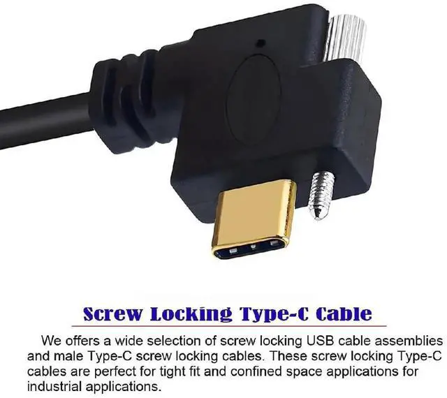 Alt view image 4 of 7 - AJMRTC 1M USB 3.1 TypeC Single Locking Screw LeftRight Angled to USB 3.0 TypeA Male to Male Cable, 5Gbps Data & Power Sync Cord for Industrial Camera, Machine Vision, VR Equipment