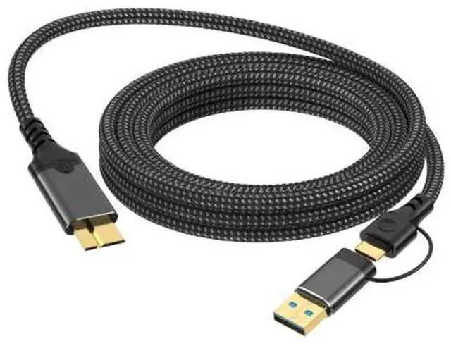 Main image of AJMRTC 9.8FT USB 3.0 Micro B Cable, Braided USBA to Micro USB 3.0 Male Data Sync Power Cord for External Hard Drive, Camera, Nikon Canon Pentax DSLR Cameras Storage Device