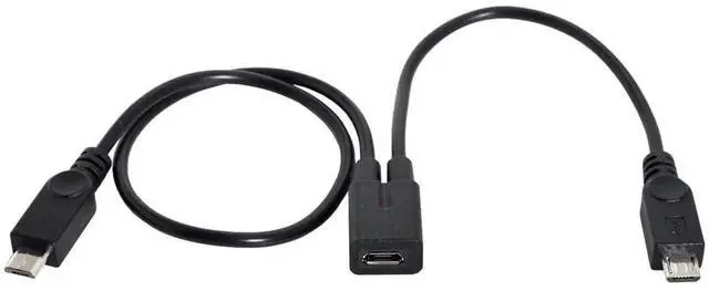 Main image of AJMRTC Micro USB Female to Dual 2 Micro USB Male Y Splitter Charging Extension Cable, Black 1to2 Power Cord Compatible with Galaxy S5 i9600 S4 I9500 Note2 N7100 S3 I9300 S2 9100 Old MicroUSB Androi