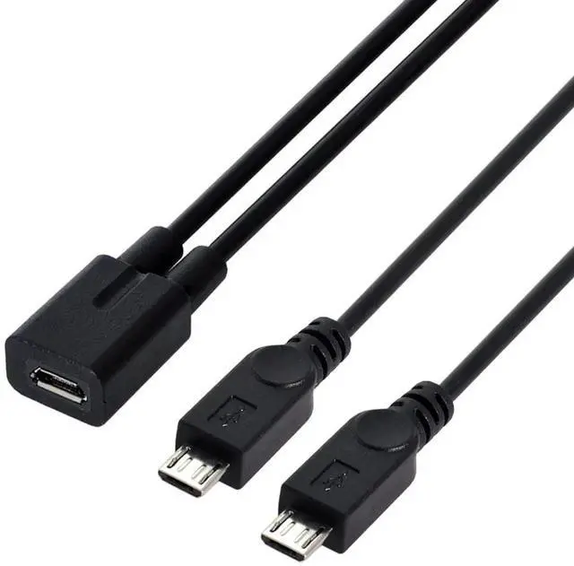 Alt view image 7 of 7 - AJMRTC Micro USB Female to Dual 2 Micro USB Male Y Splitter Charging Extension Cable, Black 1to2 Power Cord Compatible with Galaxy S5 i9600 S4 I9500 Note2 N7100 S3 I9300 S2 9100 Old MicroUSB Androi