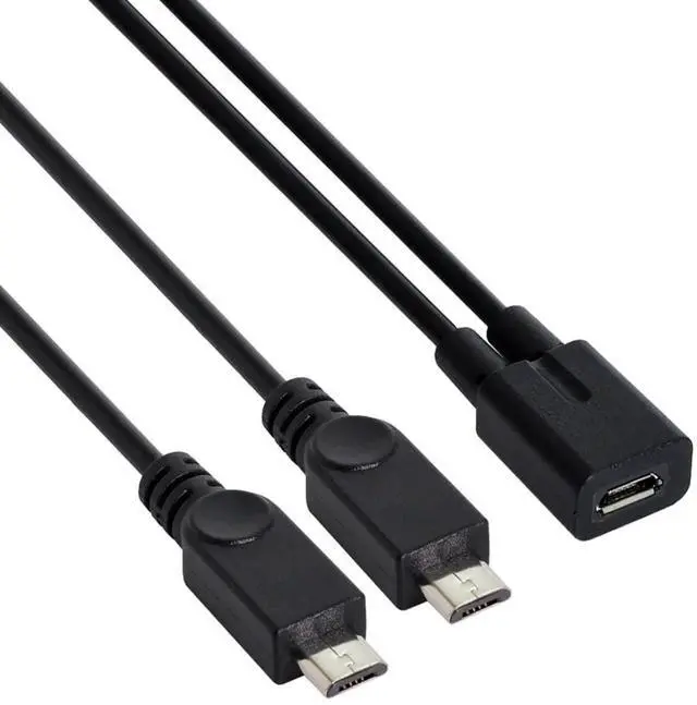 Alt view image 5 of 7 - AJMRTC Micro USB Female to Dual 2 Micro USB Male Y Splitter Charging Extension Cable, Black 1to2 Power Cord Compatible with Galaxy S5 i9600 S4 I9500 Note2 N7100 S3 I9300 S2 9100 Old MicroUSB Androi