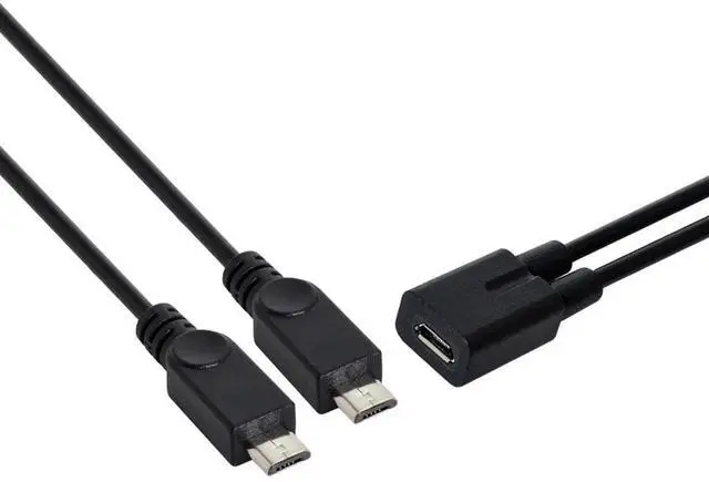 Alt view image 3 of 7 - AJMRTC Micro USB Female to Dual 2 Micro USB Male Y Splitter Charging Extension Cable, Black 1to2 Power Cord Compatible with Galaxy S5 i9600 S4 I9500 Note2 N7100 S3 I9300 S2 9100 Old MicroUSB Androi