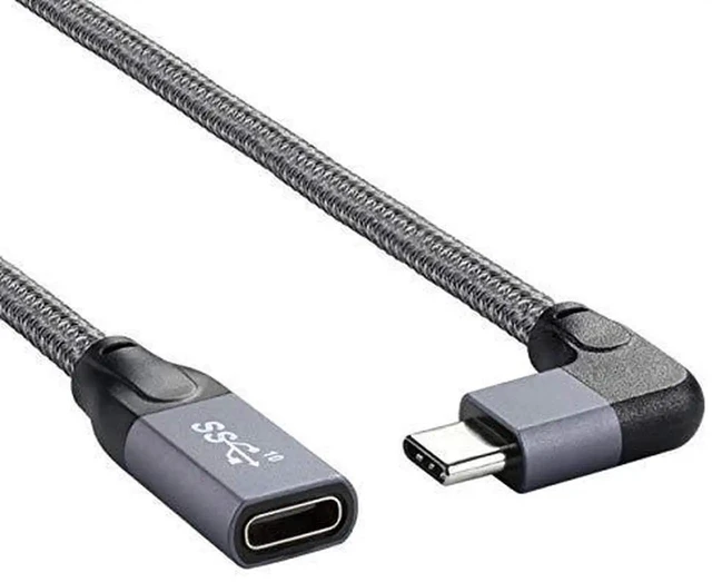 Alt view image 4 of 6 - AJMRTC Left Right Angled USBC Extension Cable, USB 3.1 Gen2 TypeC Male to Female Data Cord with Sleeve, 10Gbps HighSpeed Sync for Laptops, Tablets, USBC Docking Stations and Peripherals