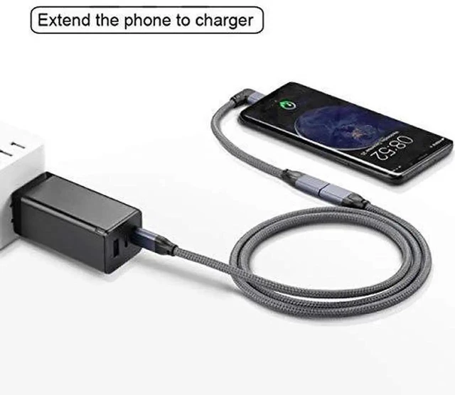 Alt view image 5 of 6 - AJMRTC Left Right Angled USBC Extension Cable, USB 3.1 Gen2 TypeC Male to Female Data Cord with Sleeve, 10Gbps HighSpeed Sync for Laptops, Tablets, USBC Docking Stations and Peripherals