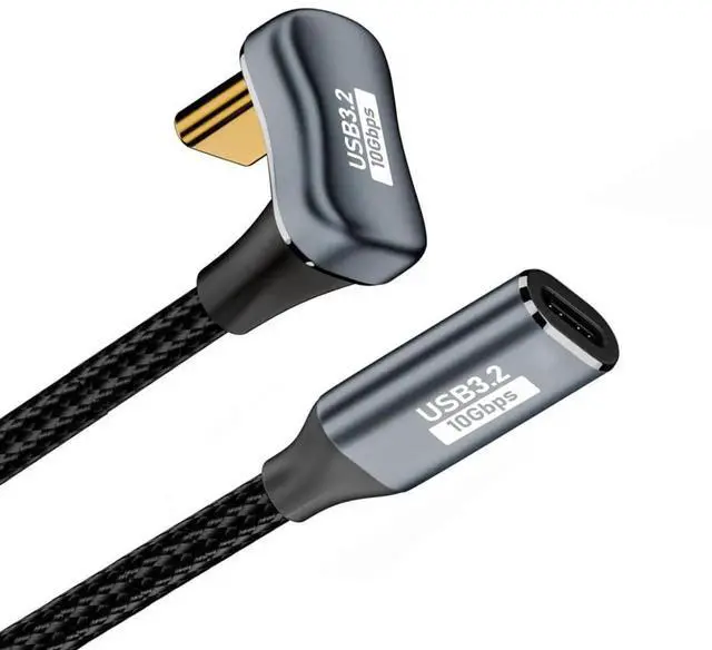 Main image of AJMRTC Opposite UShape Back Angled USBC Extension Cable 50CM, USB 3.1 Gen2 TypeC Male to Female 10Gbps Data 100W PD Fast Charging Cord with Sleeve for Laptops, Smartphones, Docking Hubs & USBC Per
