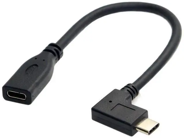 Main image of AJMRTC 90 Degree Right Angled USBC Extension Cable 20cm, USB 3.1 Gen2 TypeC Male to Female HighSpeed Data Extender Cord for Tablets, Laptops, Smartphones, Docking Hubs and USBC Peripherals