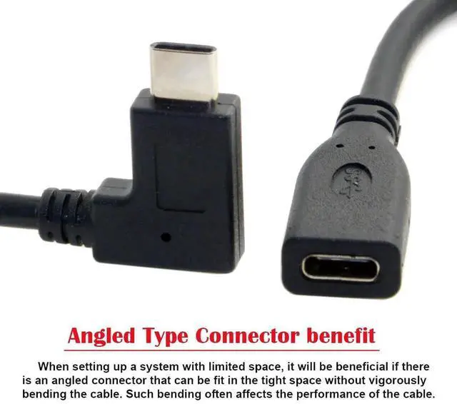 Alt view image 6 of 6 - AJMRTC 90 Degree Right Angled USBC Extension Cable 20cm, USB 3.1 Gen2 TypeC Male to Female HighSpeed Data Extender Cord for Tablets, Laptops, Smartphones, Docking Hubs and USBC Peripherals