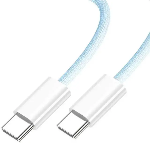 Main image of AJMRTC Blue Nylon Braided USBC to USBC Cable 6.56FT/2.0M, USB 2.0 480Mbps Data Sync PD 27W65W Fast Charging MaletoMale Cord for Laptops, Smartphones, Tablets and USBC Power Adapters