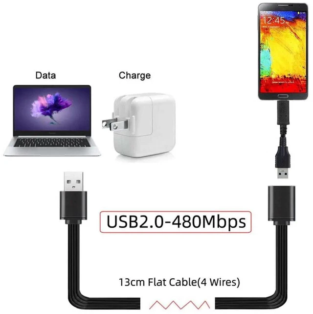 Alt view image 4 of 7 - AJMRTC 13cm Flat Slim FPC USB 2.0 Cable, TypeA Male to Male & Male to Female Flexible Ribbon Data Cord 480Mbps for FPV Drones, External Disk, Mobile Phones and Compact USBA Devices