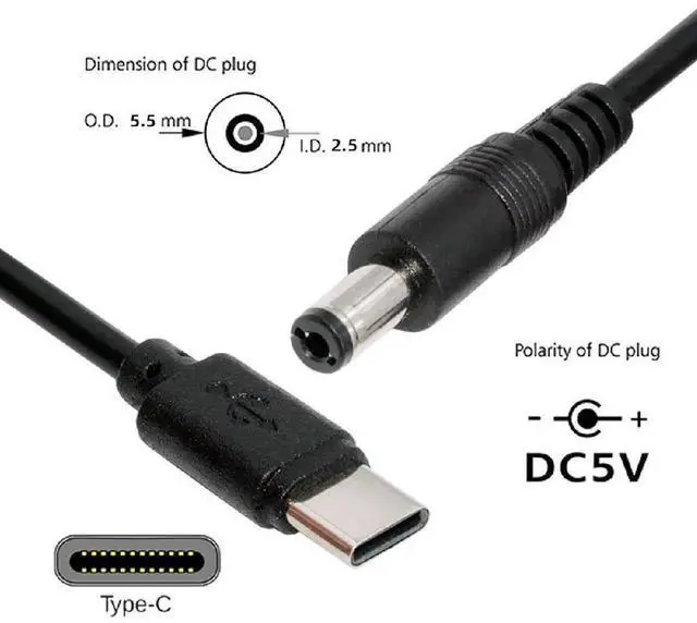 Alt view image 5 of 7 - AJMRTC USBC to DC 5.5*2.5mm Power Cable 100cm, Builtin 5.1K Resistor TypeC Input 5V DC Output Charging Cord for DC5V Desk Lamps, Mini Fans, Surveillance Cameras and 5V DC Powered Devices