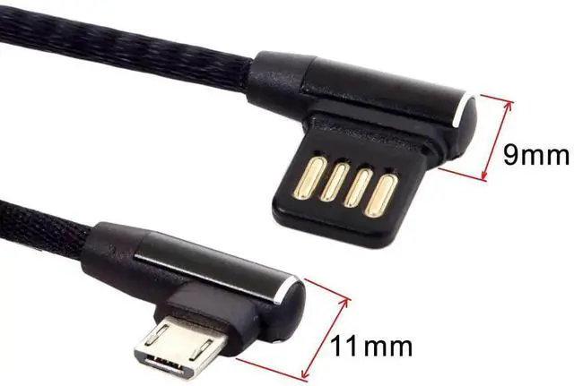 Alt view image 4 of 7 - AJMRTC 15cm LeftRight Angled 90 Degree Micro USB 5Pin Cable, USB 2.0 Data Sync Charging Cord with Reinforced Sleeve for MicroUSB Android Tablets, Smartphones and Legacy MicroUSB Powered Devices