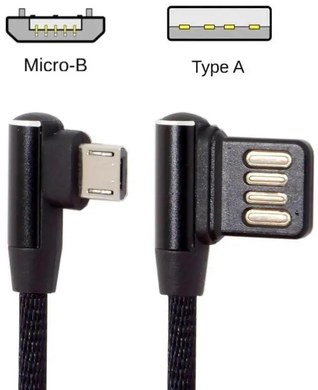 Alt view image 3 of 7 - AJMRTC 15cm LeftRight Angled 90 Degree Micro USB 5Pin Cable, USB 2.0 Data Sync Charging Cord with Reinforced Sleeve for MicroUSB Android Tablets, Smartphones and Legacy MicroUSB Powered Devices