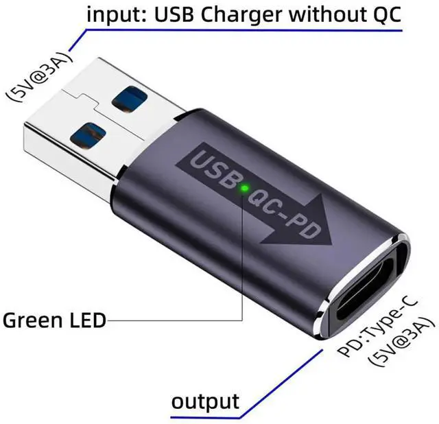 Alt view image 3 of 7 - AJMRTC 2Pack QCtoPD Adapter, USB 2.0 TypeA Male to USBC Female 5Gbps Data & Power Converter, Convert QC Chargers for PD Laptops, Tablets, Smartphones and USBC Enabled Devices