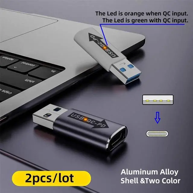 Alt view image 4 of 7 - AJMRTC 2Pack QCtoPD Adapter, USB 2.0 TypeA Male to USBC Female 5Gbps Data & Power Converter, Convert QC Chargers for PD Laptops, Tablets, Smartphones and USBC Enabled Devices