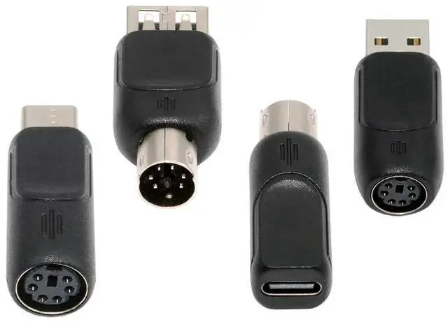 Main image of AJMRTC 4Pack USB 2.0 to PS2 Adapter Kit, TypeA & TypeC Male to Female MiniDIN 6Pin Converter for Legacy PS/2 Keyboards, Mice, Desktop PCs, Retro Hardware and Industrial Input Peripherals