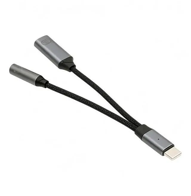 Main image of AJMRTC USBC Male to 3.5mm Female DAC Audio AUX Cable, 16bit 48kHz Digital Audio & 100W PD Fast Charging Adapter Cord for Laptop, Tablet, Smartphone Headphone Aux Connection