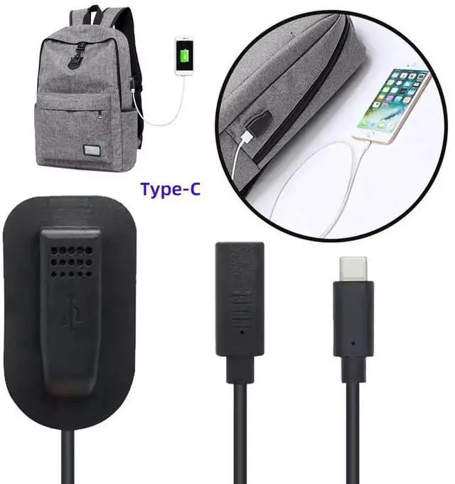 Alt view image 3 of 7 - AJMRTC 65W USBC Male to Female Extension Cable, TypeC Extender Cord for Backpack Builtin Charging Port, Portable USBC Extension for Outdoor Travel Camping Power Bank Phone Laptop Charging Use