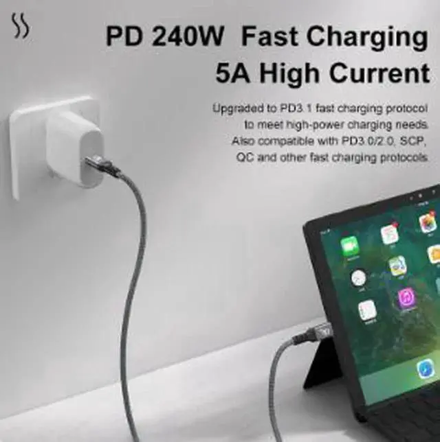 Alt view image 2 of 4 - AJMRTC 1.2M USB4 TypeC Cable, 40Gbps HighSpeed Data Transfer Cord, 240W PD Fast Charging, 4K@144Hz Video Output, Compatible with Thunderbolt 4 Thunderbolt 3 for Laptop Docking Station SSD External D