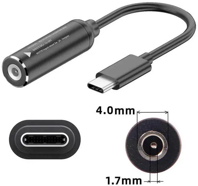 Alt view image 7 of 7 - AJMRTC 4.0x1.7mm DC Jack Input to USBC TypeC Power Plug Charging Cable, PD Trigger Cord Support 9V 15V 20V 65W Output for Laptop, Smartphone, USBC Powered Devices DC Power Conversion