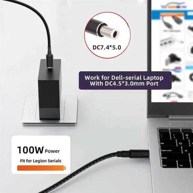 Alt view image 2 of 7 - AJMRTC USBC 100W 20V Input to DC 7.4*5.0mm PD Trigger Charging Cable, 65W Max DC Output Cord, QC PD Compatible TypeC Power Cable for 7.4x5.0mm Port Laptops Power Supply Conversion