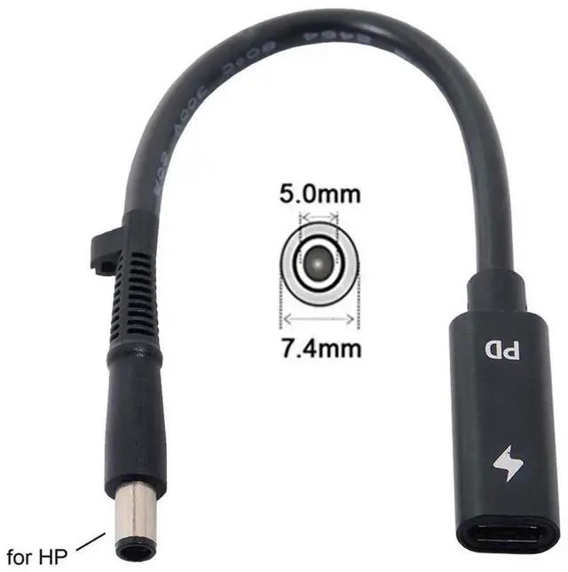 Alt view image 3 of 7 - AJMRTC USBC Female Input to DC 7.4x5.0mm PD Trigger Charging Cable, 1820V DC Output Power Converter Cord for HP Laptops, Use USBC PD Charger to Power 7.4*5.0mm Barrel Jack Notebook Computers