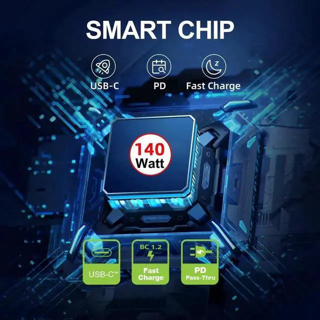 Alt view image 4 of 7 - AJMRTC 7.9x5.4mm DC Jack Input to USBC PD Charging Cable, 140W Max 20V 7A with Smart LED Digital Display, Supports 5V 9V 20V for USBC Laptops, Smartphones and PDEnabled Portable Devices