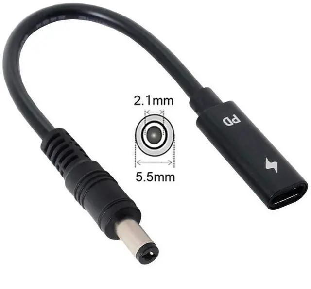 Alt view image 2 of 7 - AJMRTC USBC Female Input to DC 5.5x2.1mm PD Trigger Charging Cable, 1820V DC Output Power Converter Cord for Laptops with 5.5*2.1mm Barrel Jack, Use USBC PD Charger to Power DCPort Notebook Comput